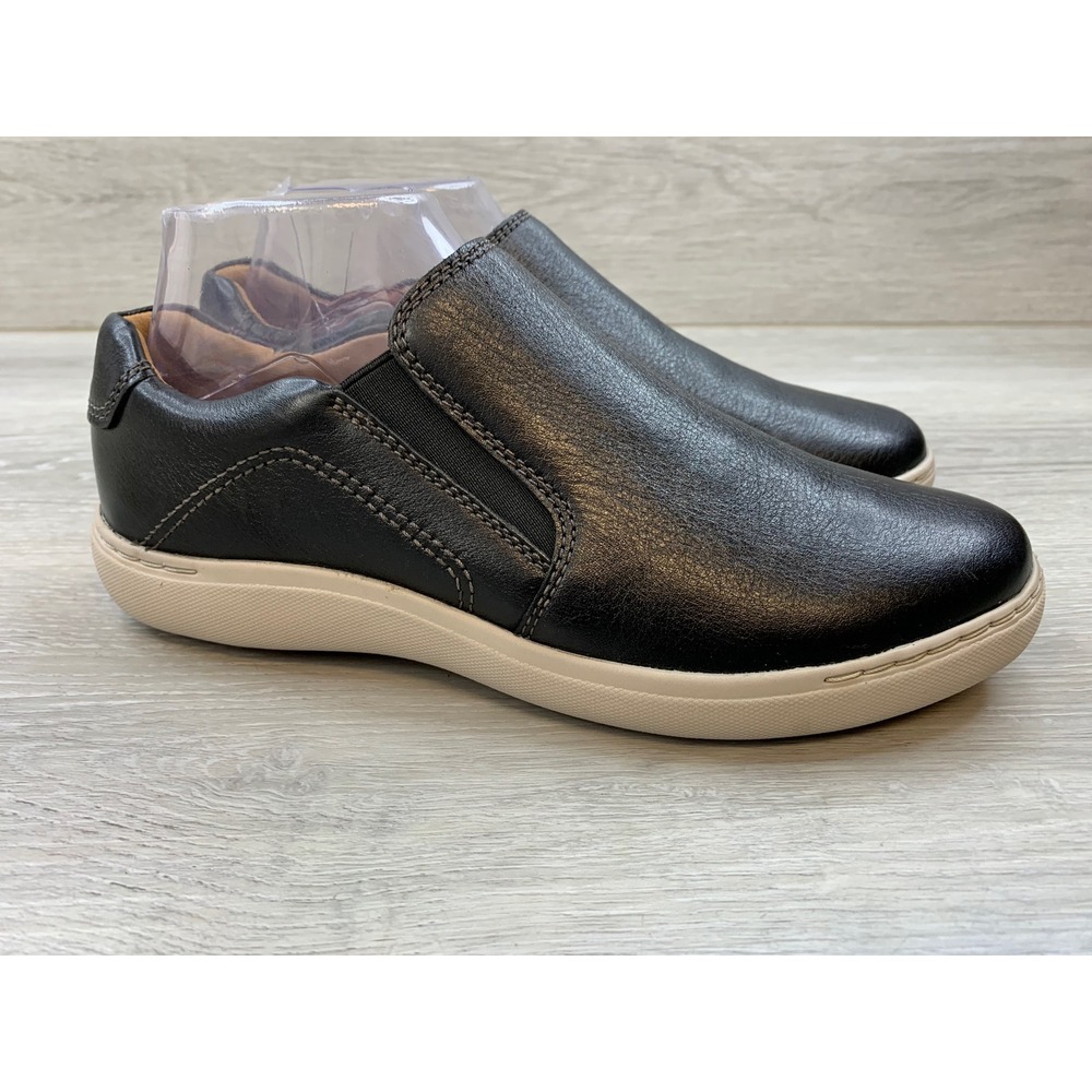 Clarks Un Rio Step Women's Sneakers Black Leather Slip On 8 W Casual Shoes
